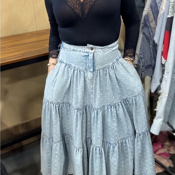 Oli & Hali Dresses & Skirts - Light Blue Tiered Midi Skirt